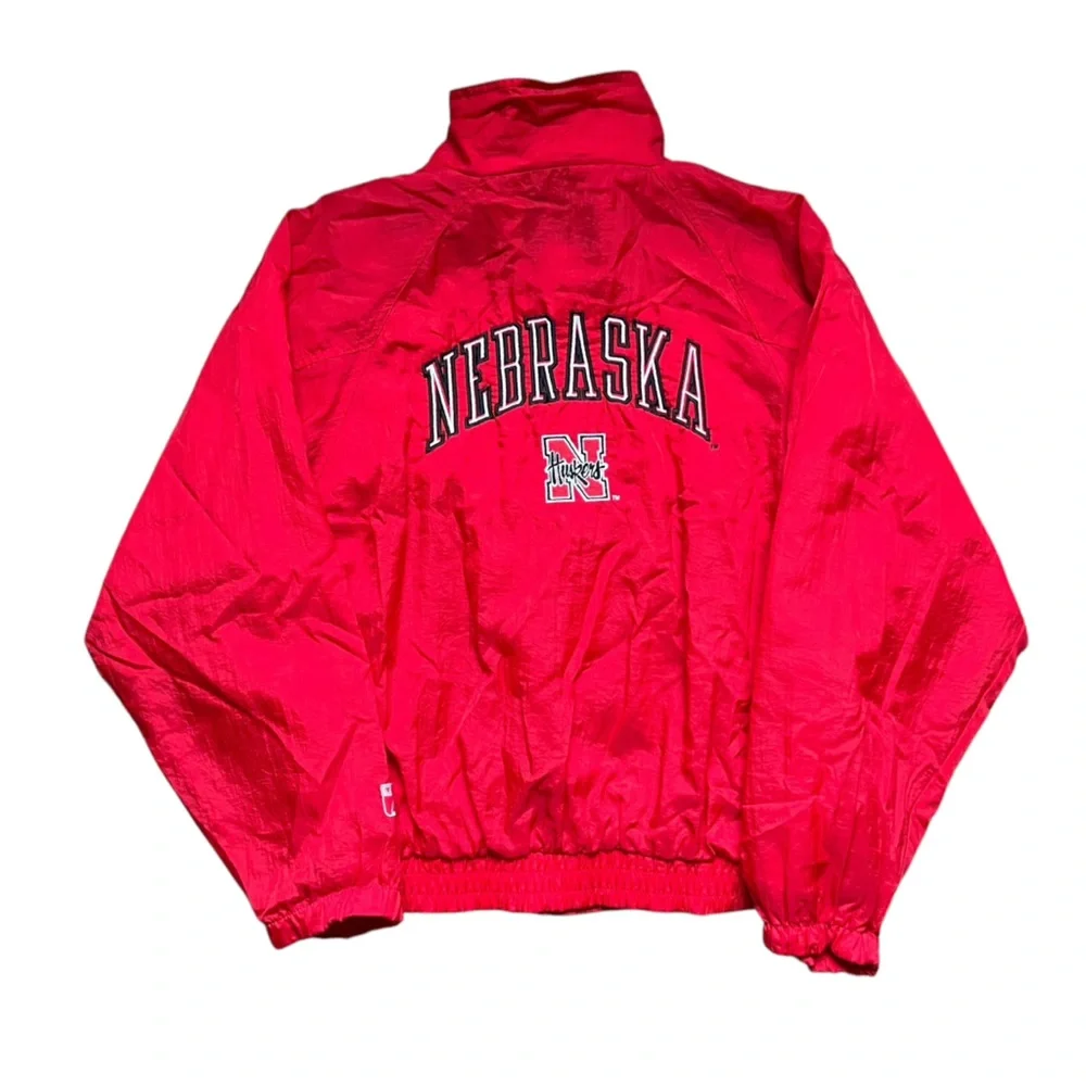 Vintage 90s Logo 7 - Nebraska Huskers Full Zip Windbreaker Jacket Red Large